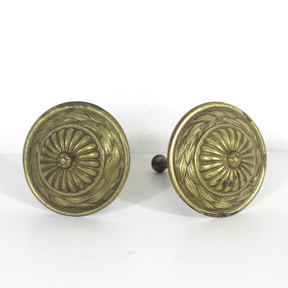Vintage Pair of Solid Brass Curtain Tie Back Rosettes